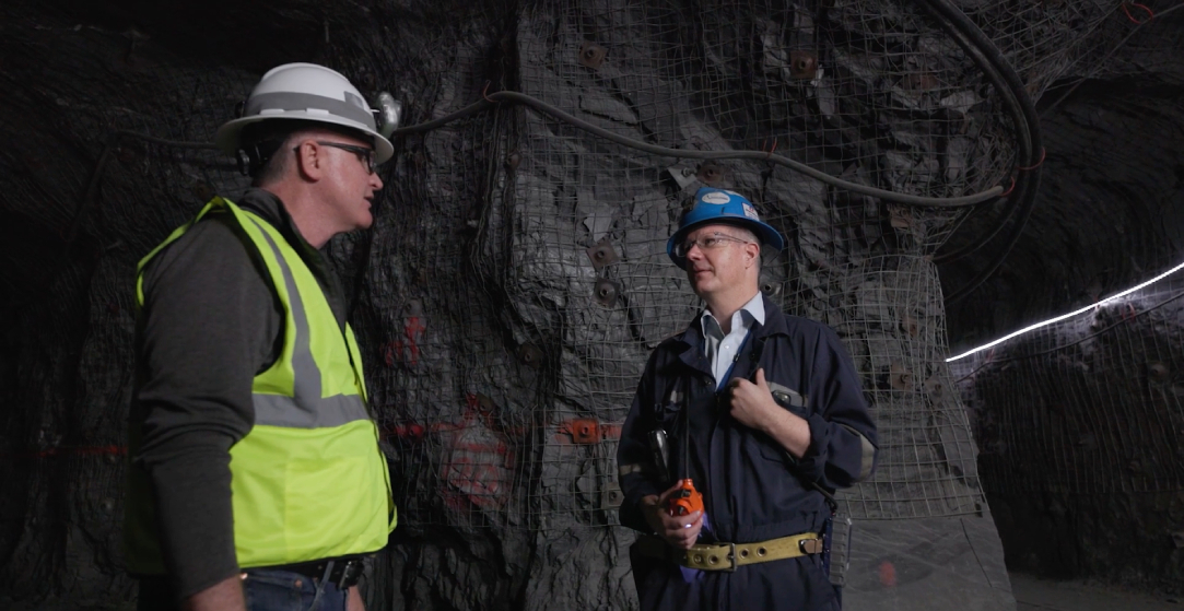 Workers in hardharts underground